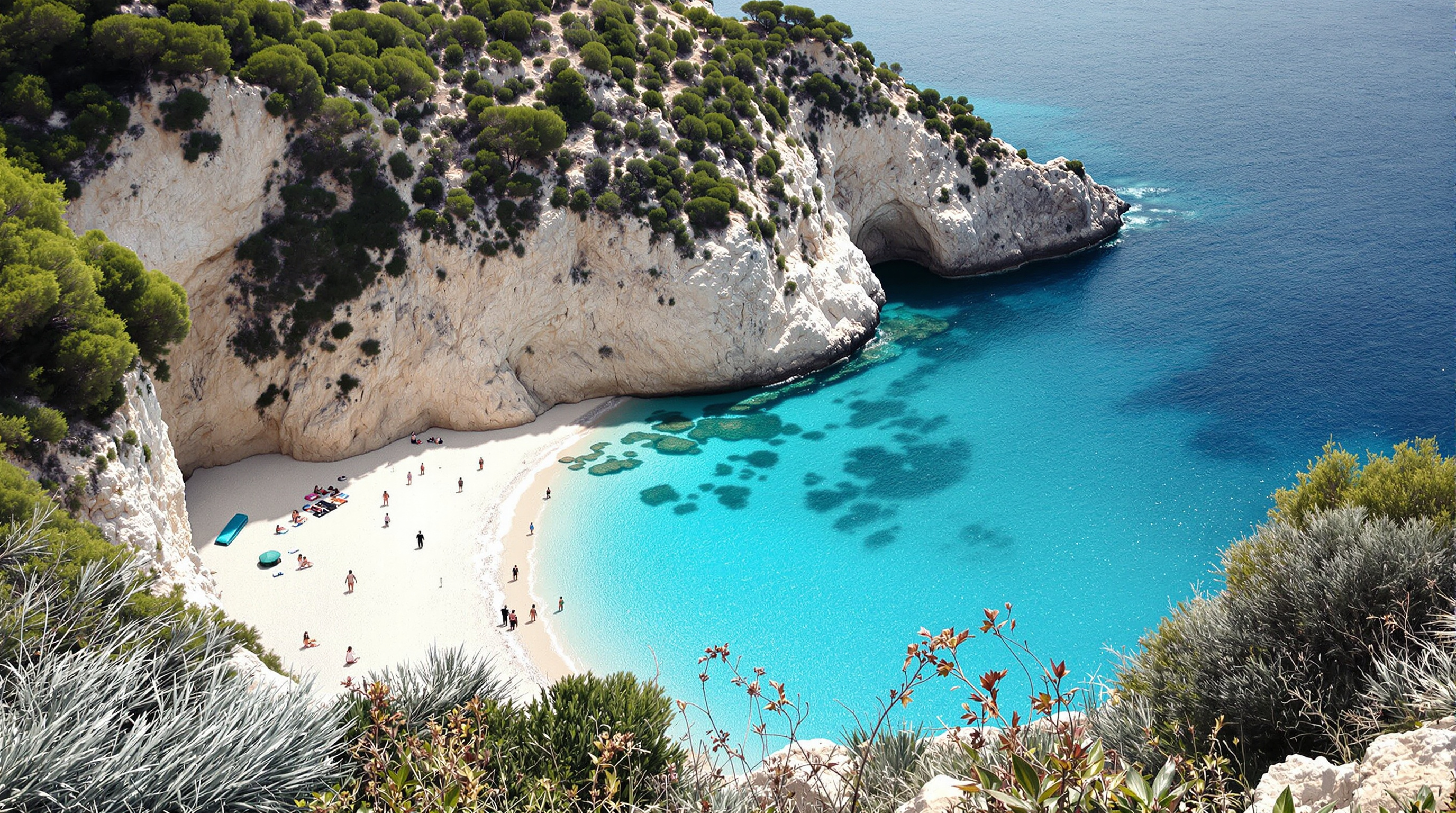 Crique secrète du Var, eau turquoise et rochers de granit rose